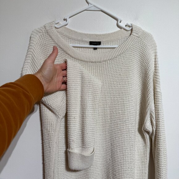 Talbots Cream Colored Waffle Knit Oversized Sweater, Large - Picture 2 of 5